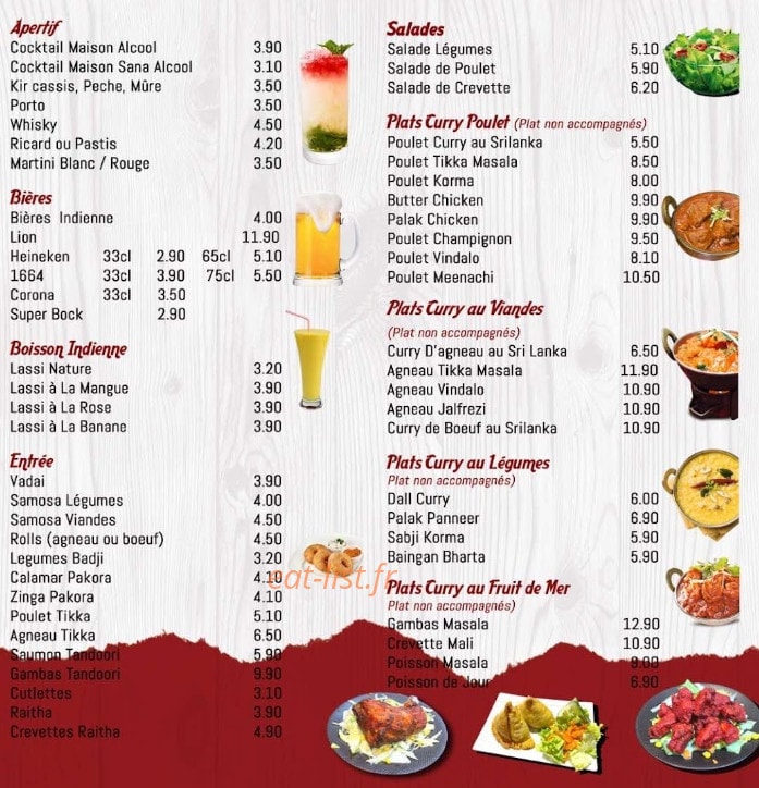 Meenachi restaurant — carte page 3