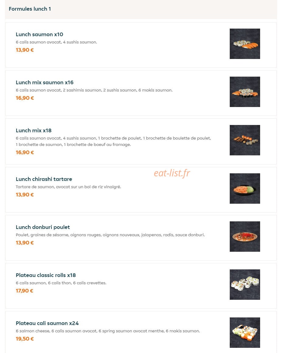 Sushi Bar — carte page 1
