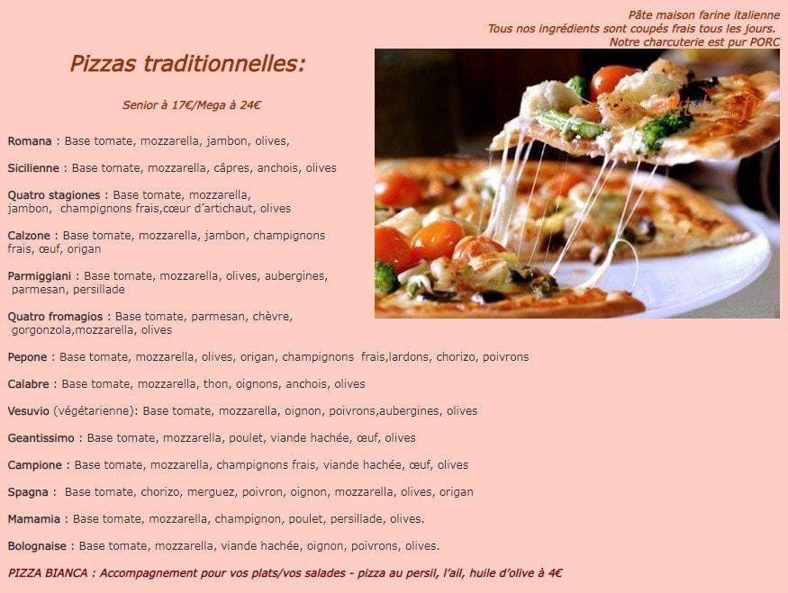 Gepetto Pizza — carte page 2