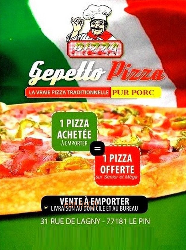 Gepetto Pizza — carte page 1