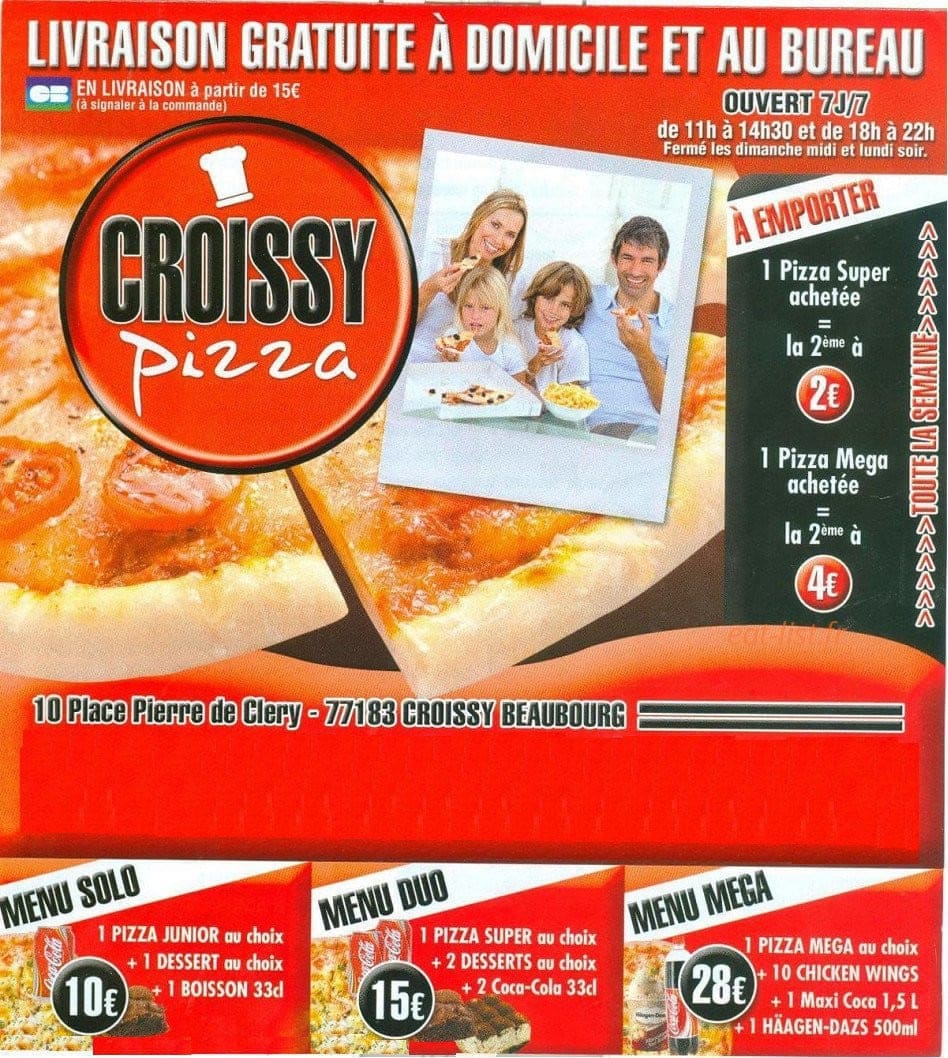 Croissy pizza — carte page 1