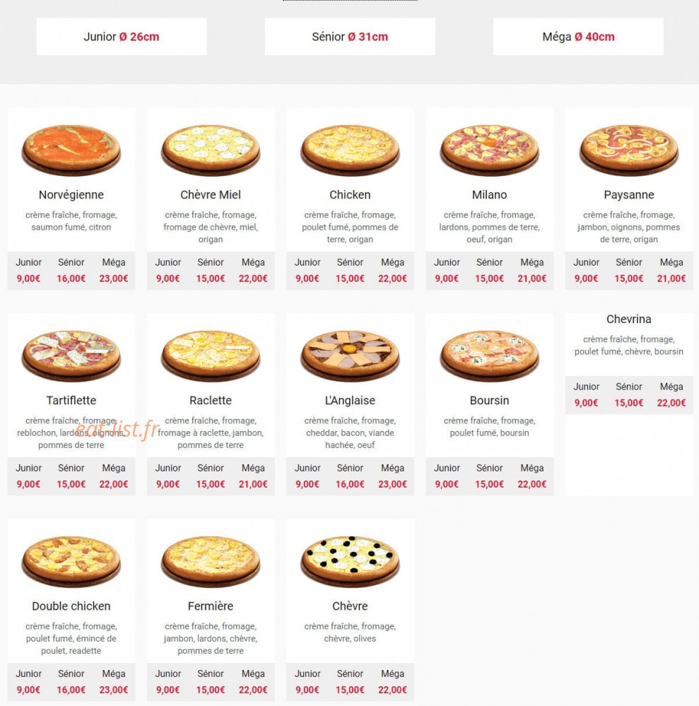 Pizza House — carte page 3