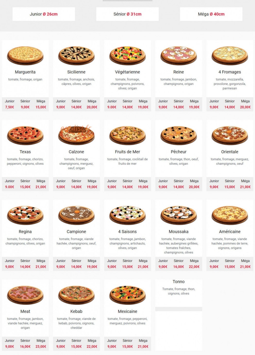 Pizza House — carte page 2