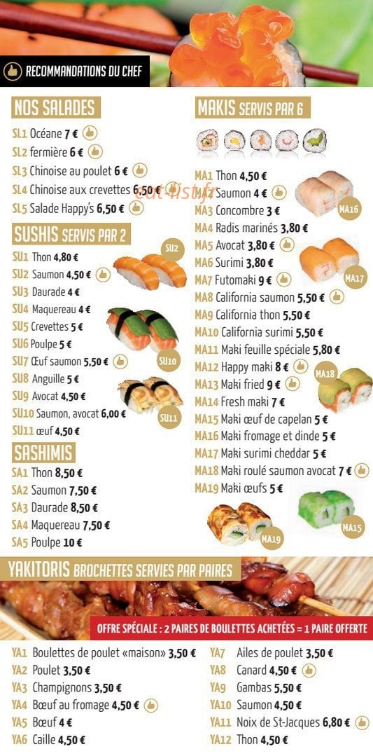 Happy Sushi — carte page 5