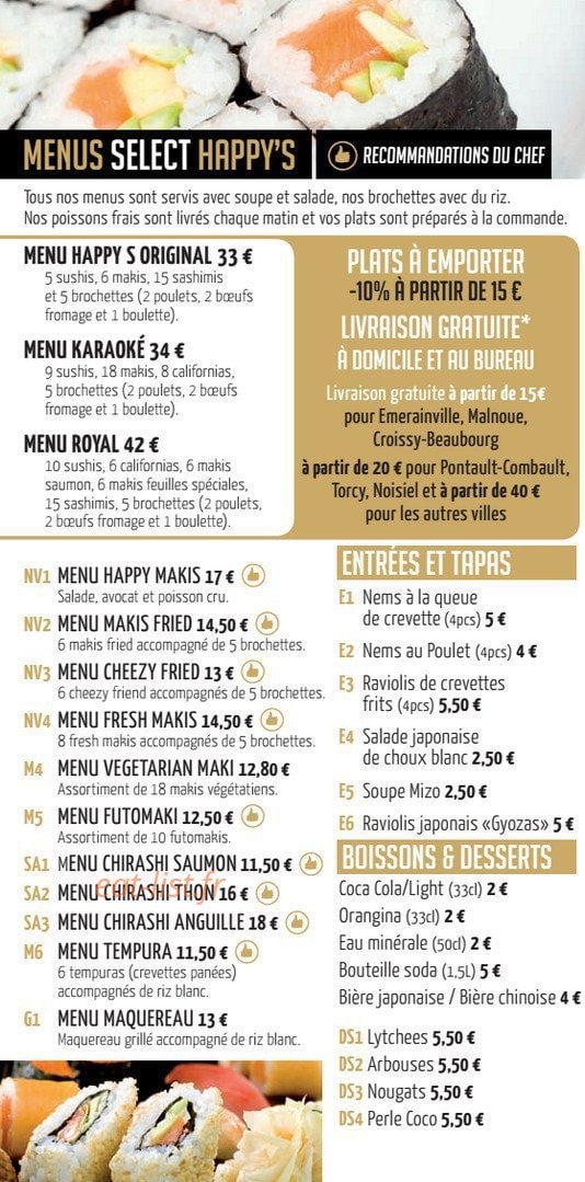 Happy Sushi — carte page 8