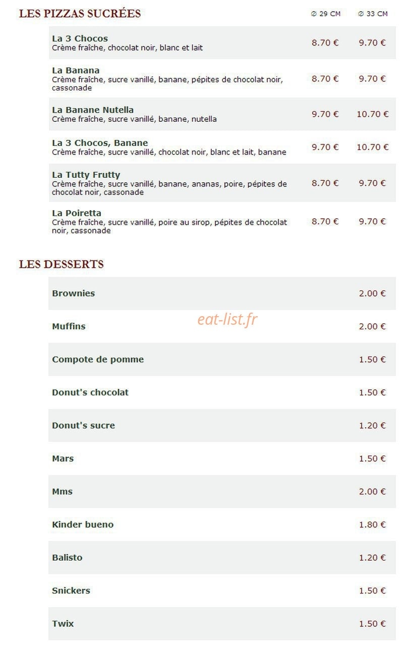 Le Kiosque à Pizzas — carte page 5