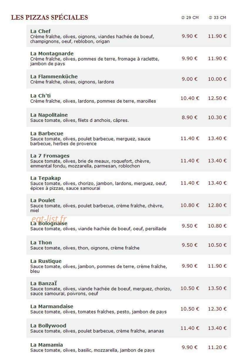 Le Kiosque à Pizzas — carte page 3