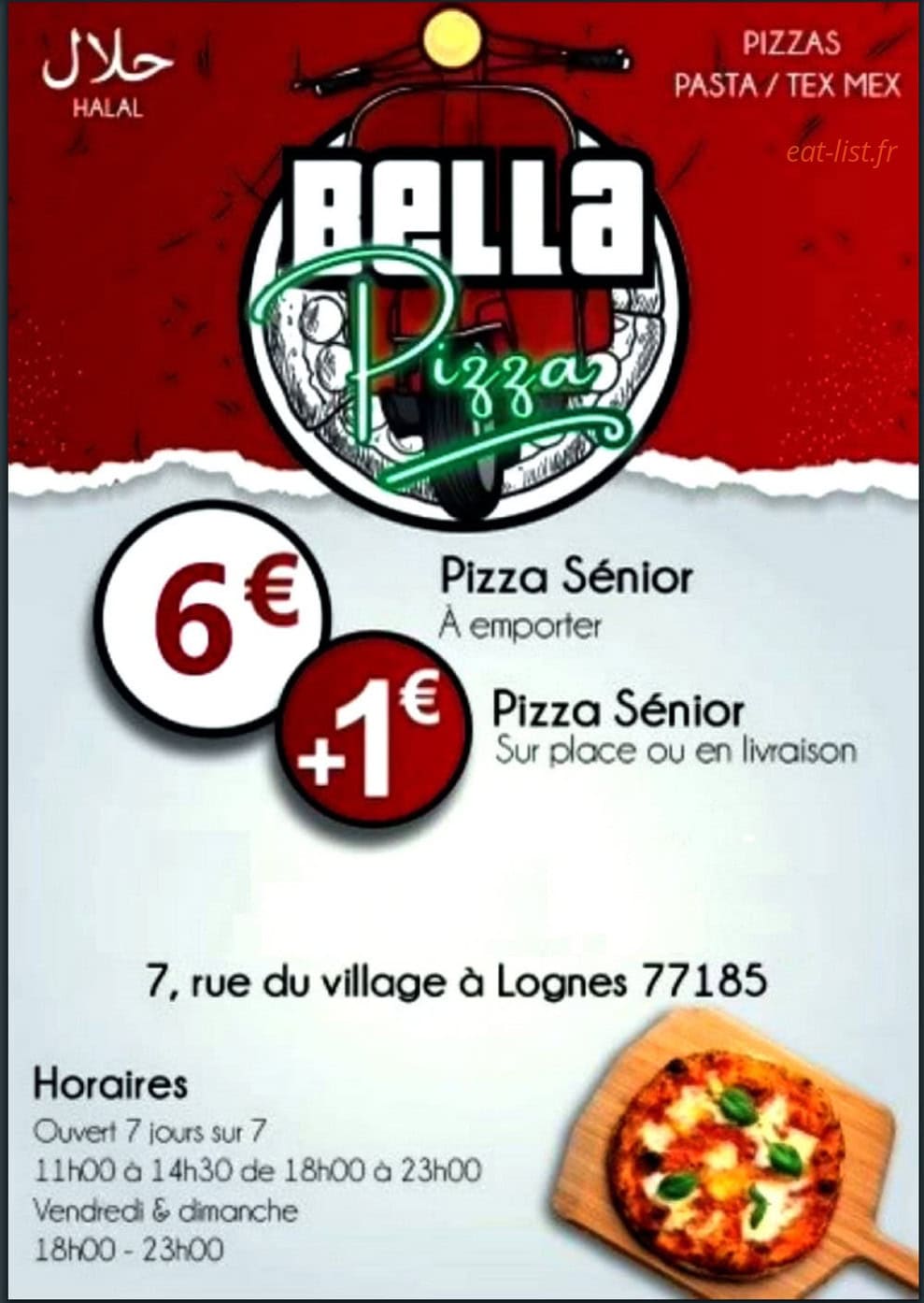 Bella Pizza — carte page 1