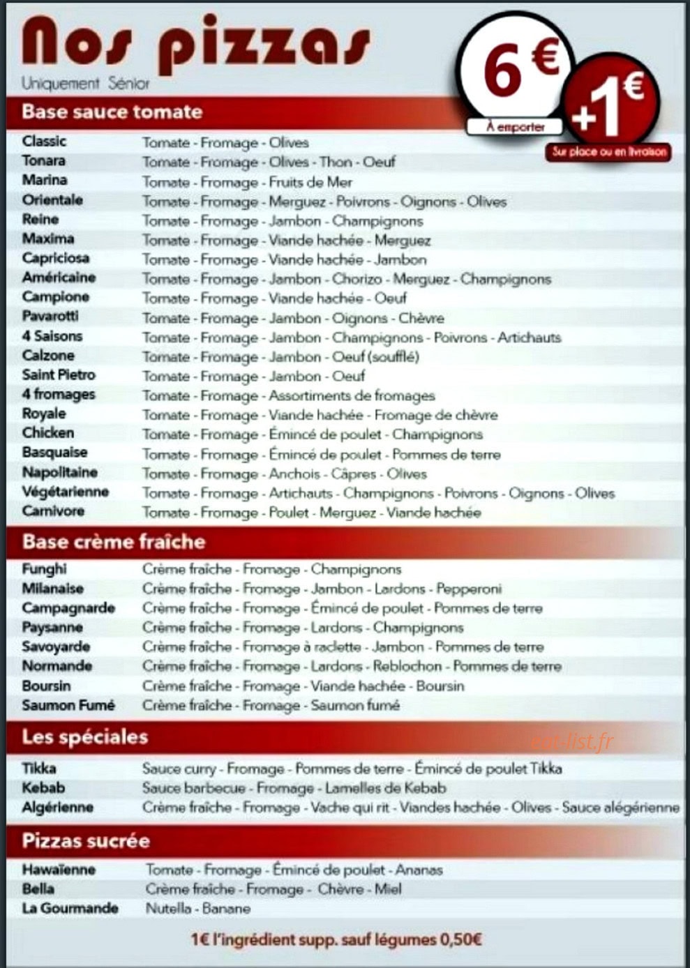 Bella Pizza — carte page 2