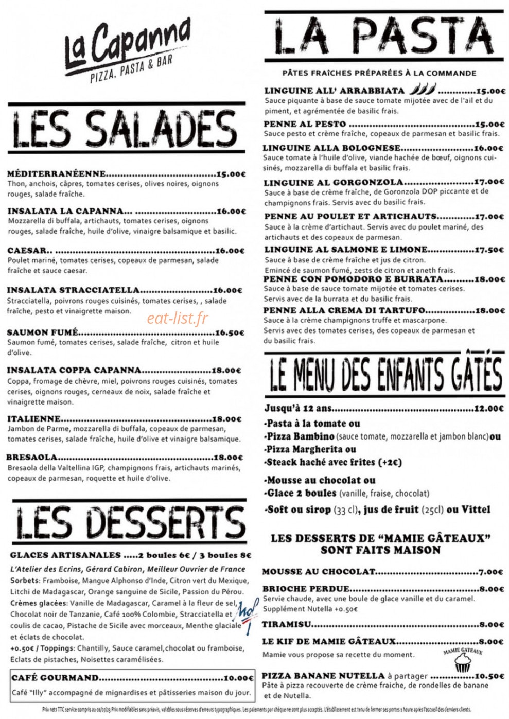 La Capanna — carte page 2