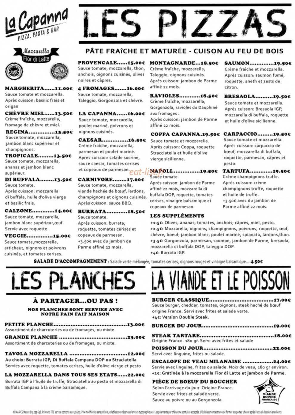 La Capanna — carte page 1