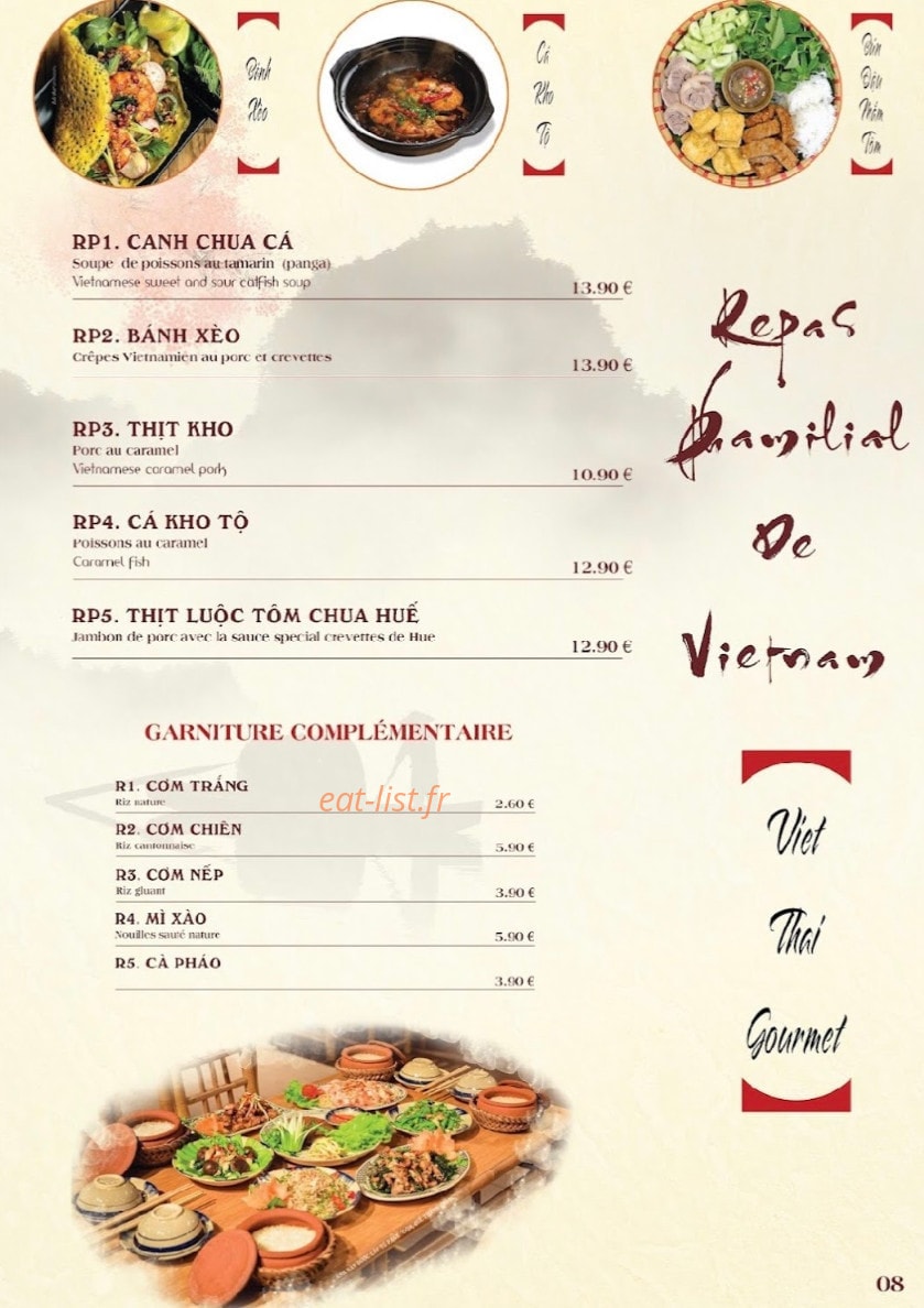 Viet Thai Gourmet — carte page 8