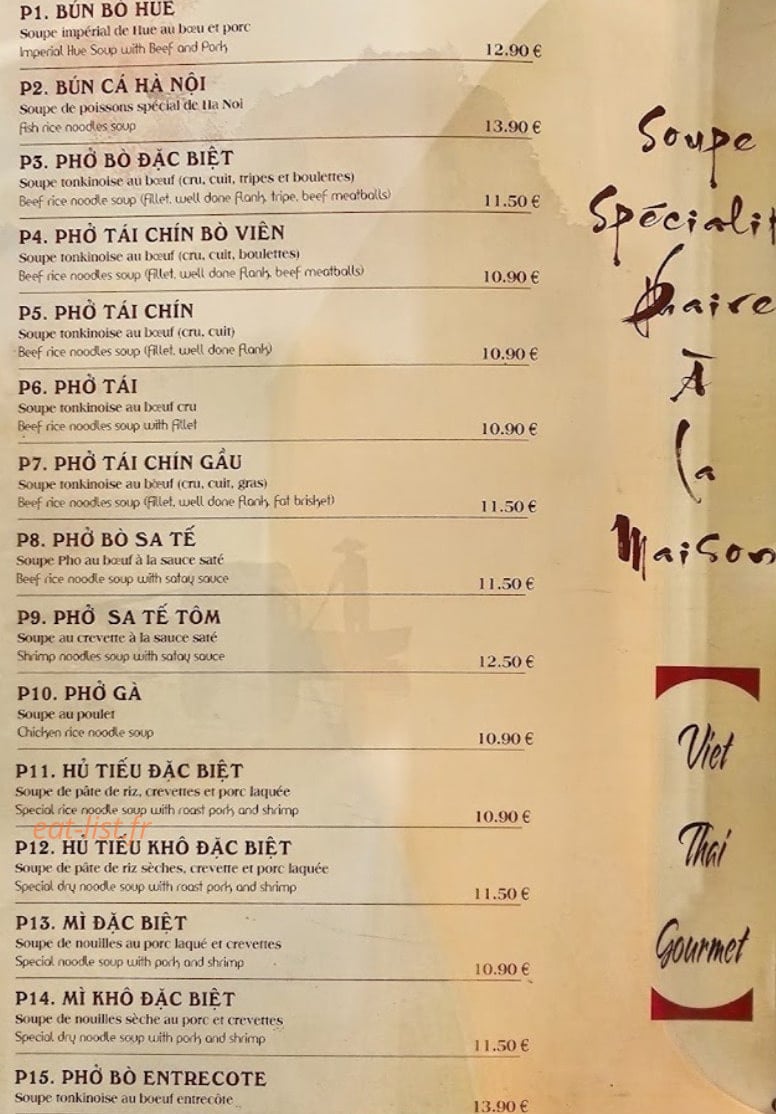 Viet Thai Gourmet — carte page 7