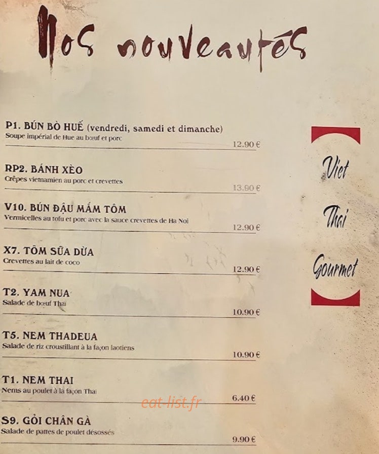 Viet Thai Gourmet — carte page 5