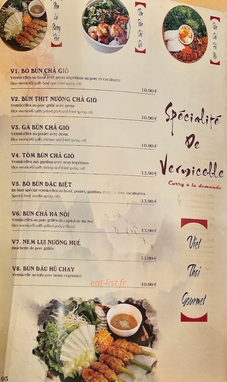 Viet Thai Gourmet — carte page 3