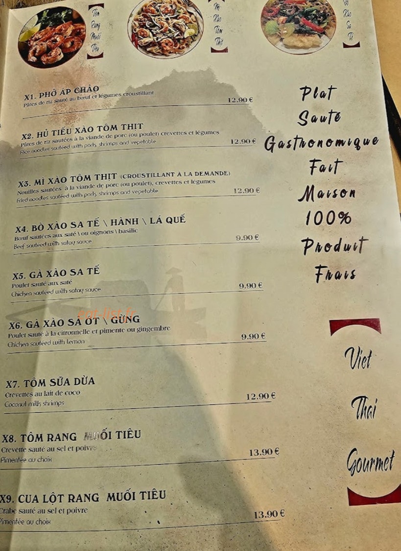 Viet Thai Gourmet — carte page 2