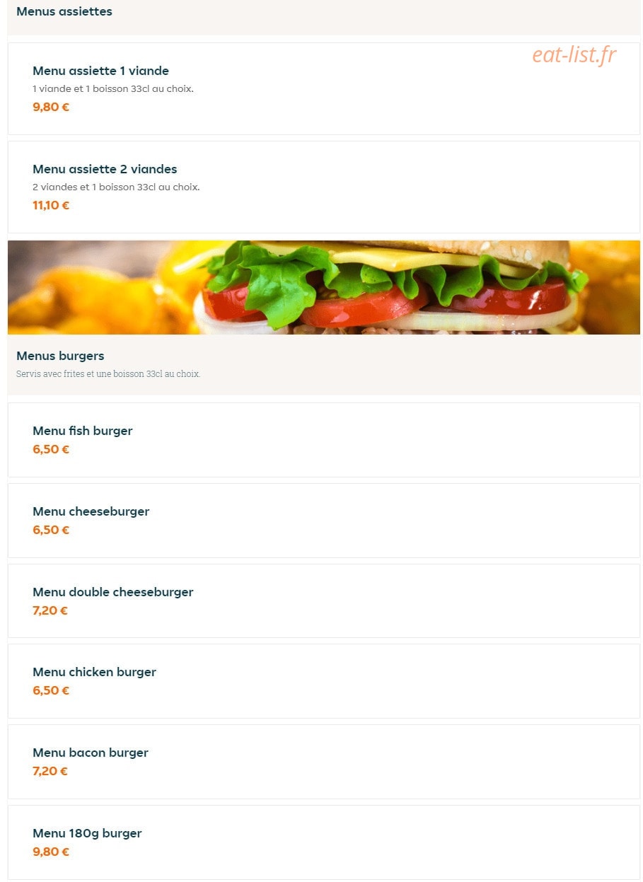 Burger D'Lys — carte page 1