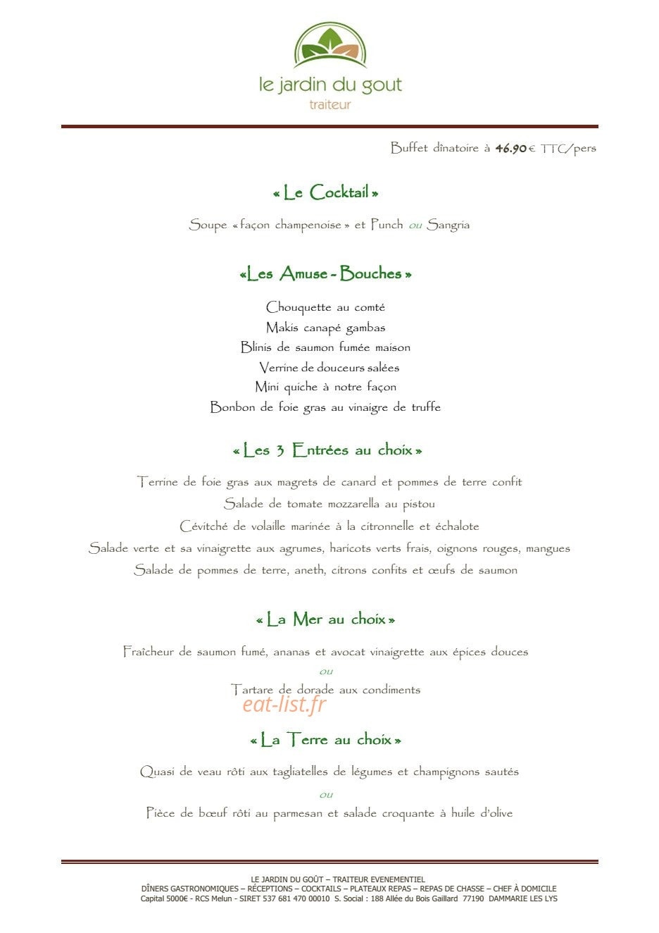 Le Jardin du Gout — carte page 18