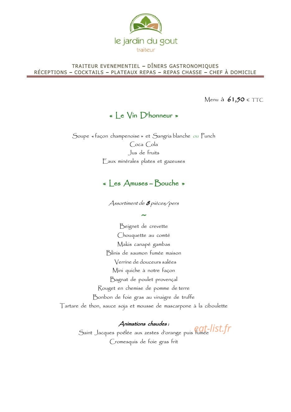 Le Jardin du Gout — carte page 3