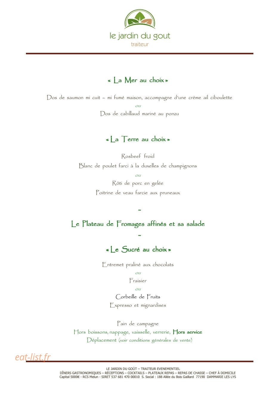 Le Jardin du Gout — carte page 17