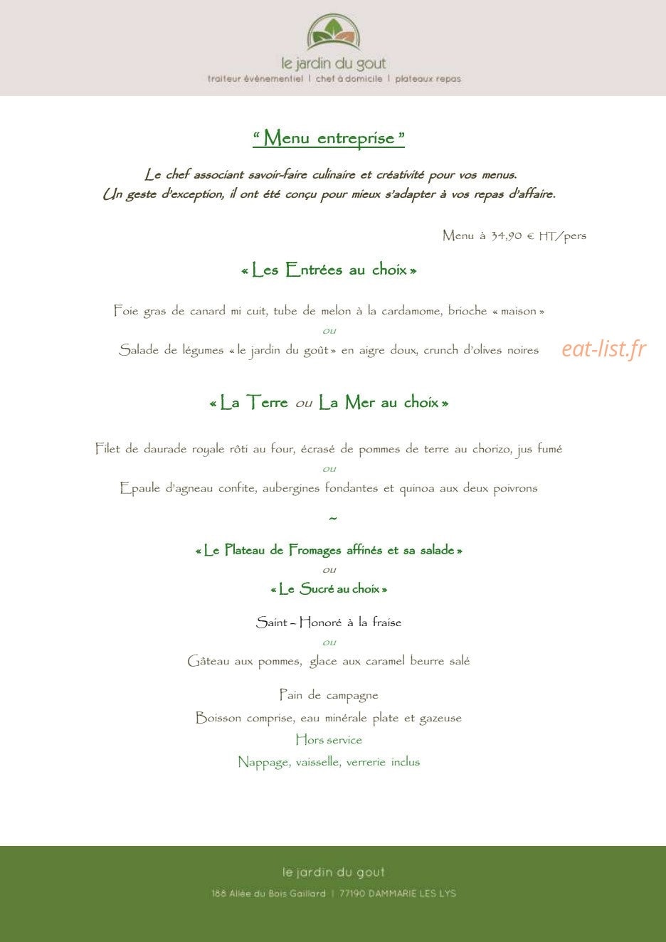Le Jardin du Gout — carte page 22