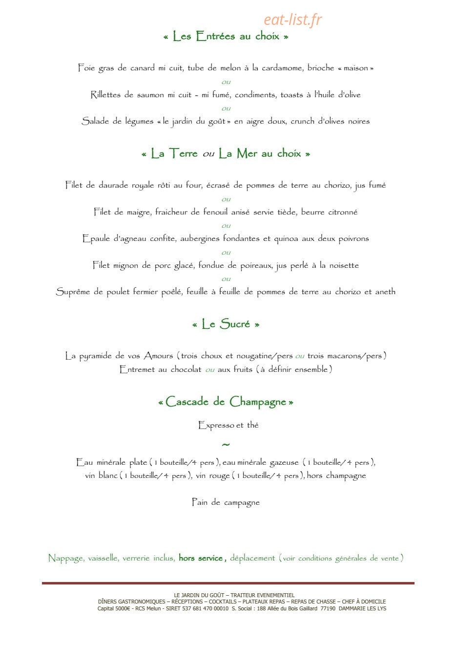 Le Jardin du Gout — carte page 4