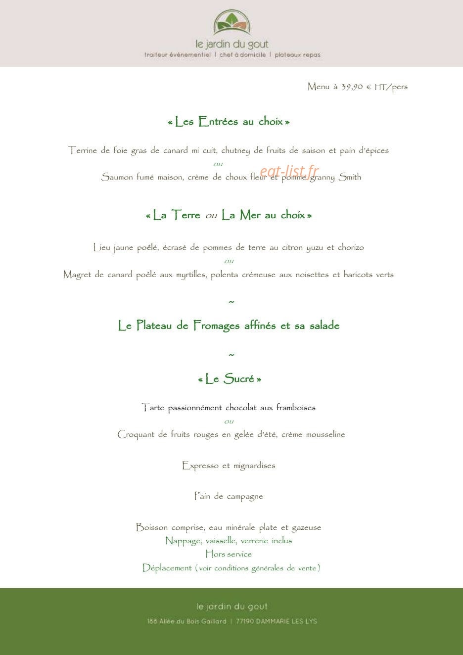 Le Jardin du Gout — carte page 23