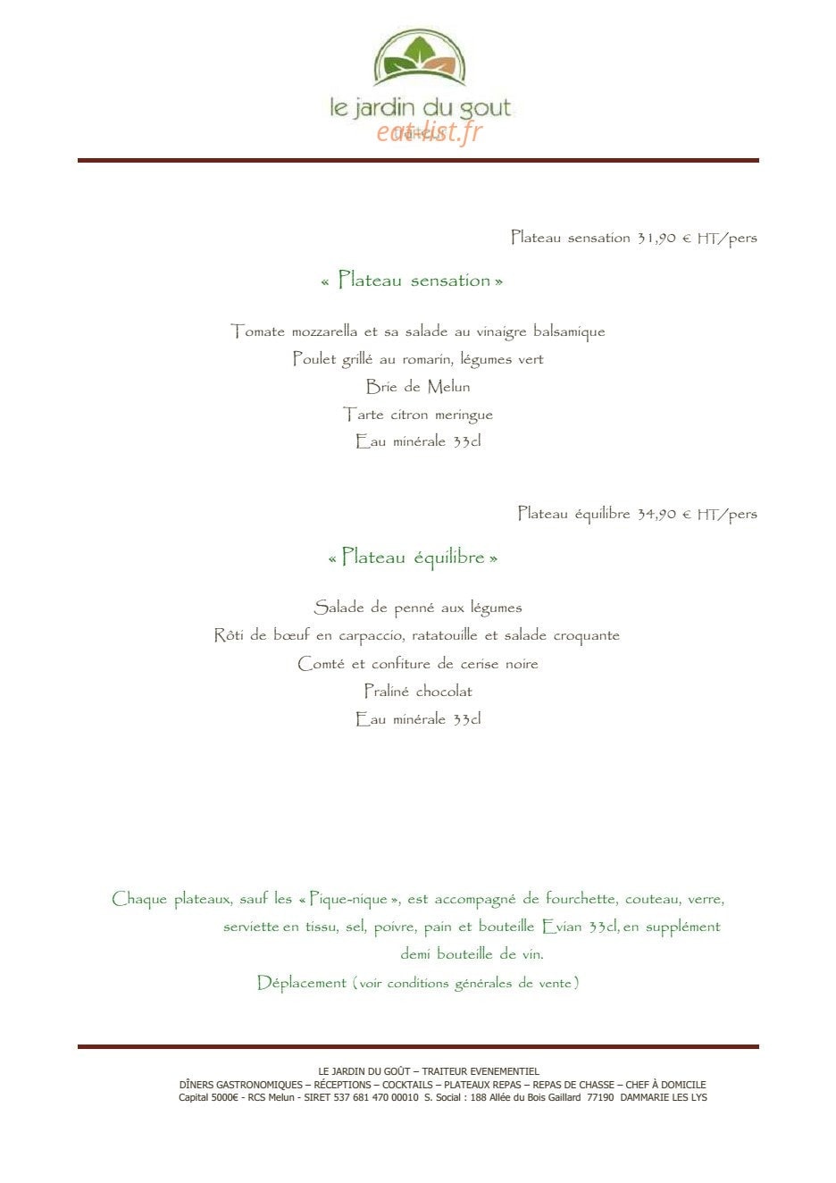 Le Jardin du Gout — carte page 29
