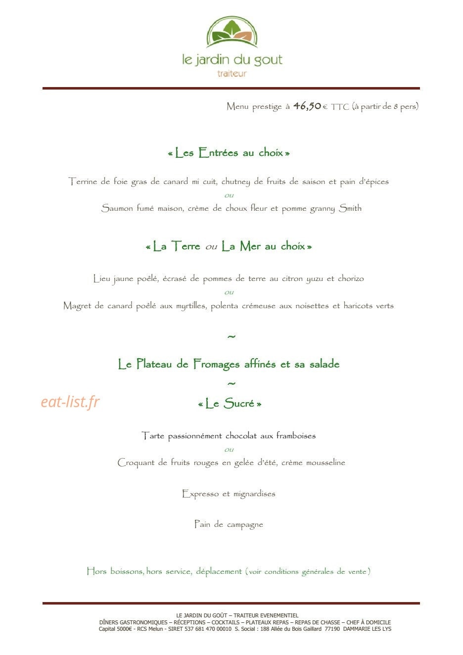 Le Jardin du Gout — carte page 25