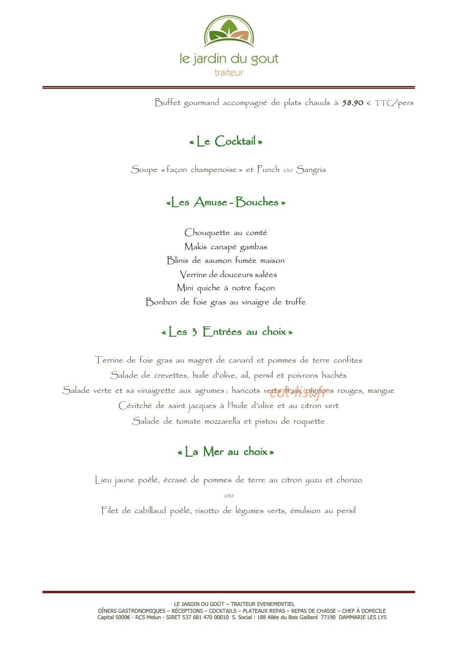 Le Jardin du Gout — carte page 20