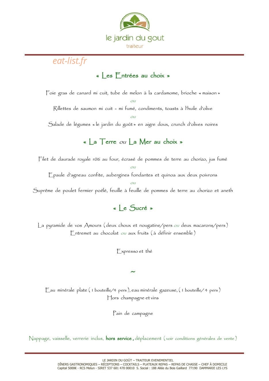 Le Jardin du Gout — carte page 2