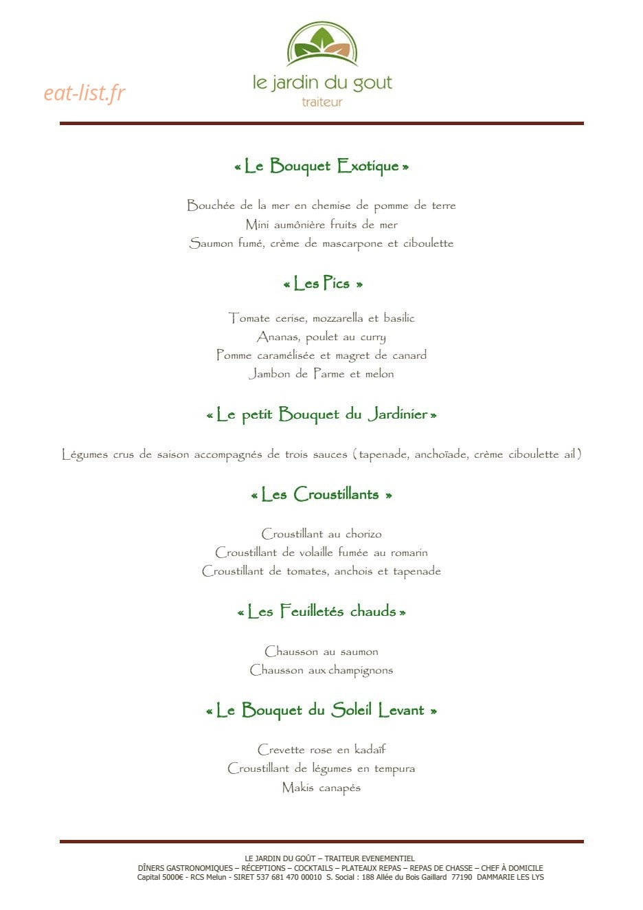 Le Jardin du Gout — carte page 14