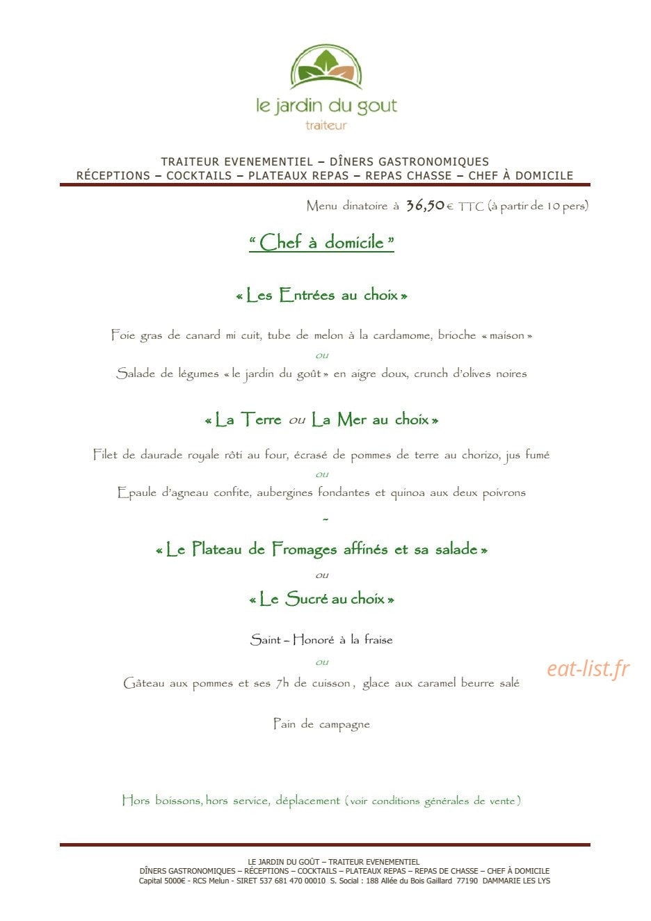 Le Jardin du Gout — carte page 24