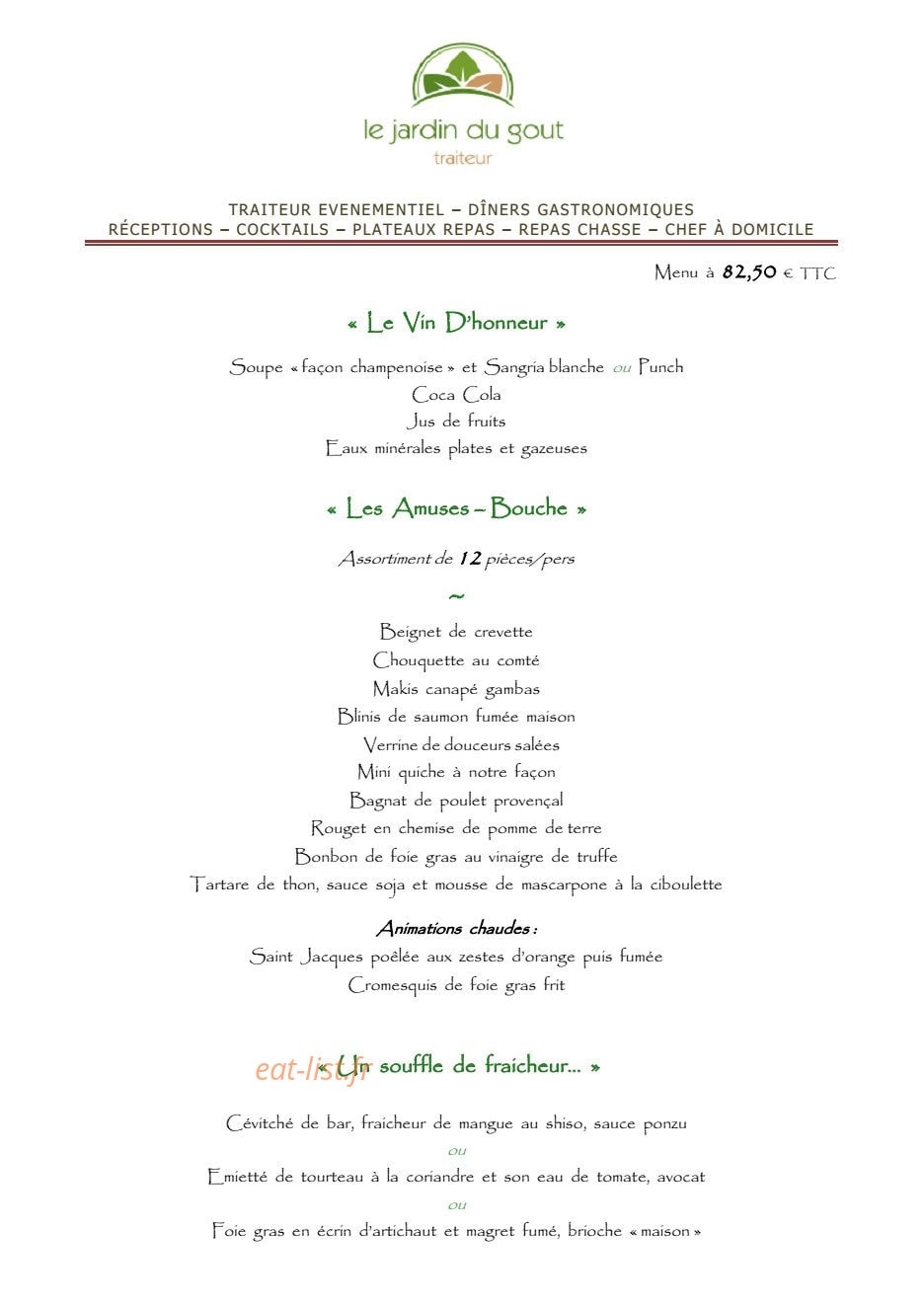 Le Jardin du Gout — carte page 9