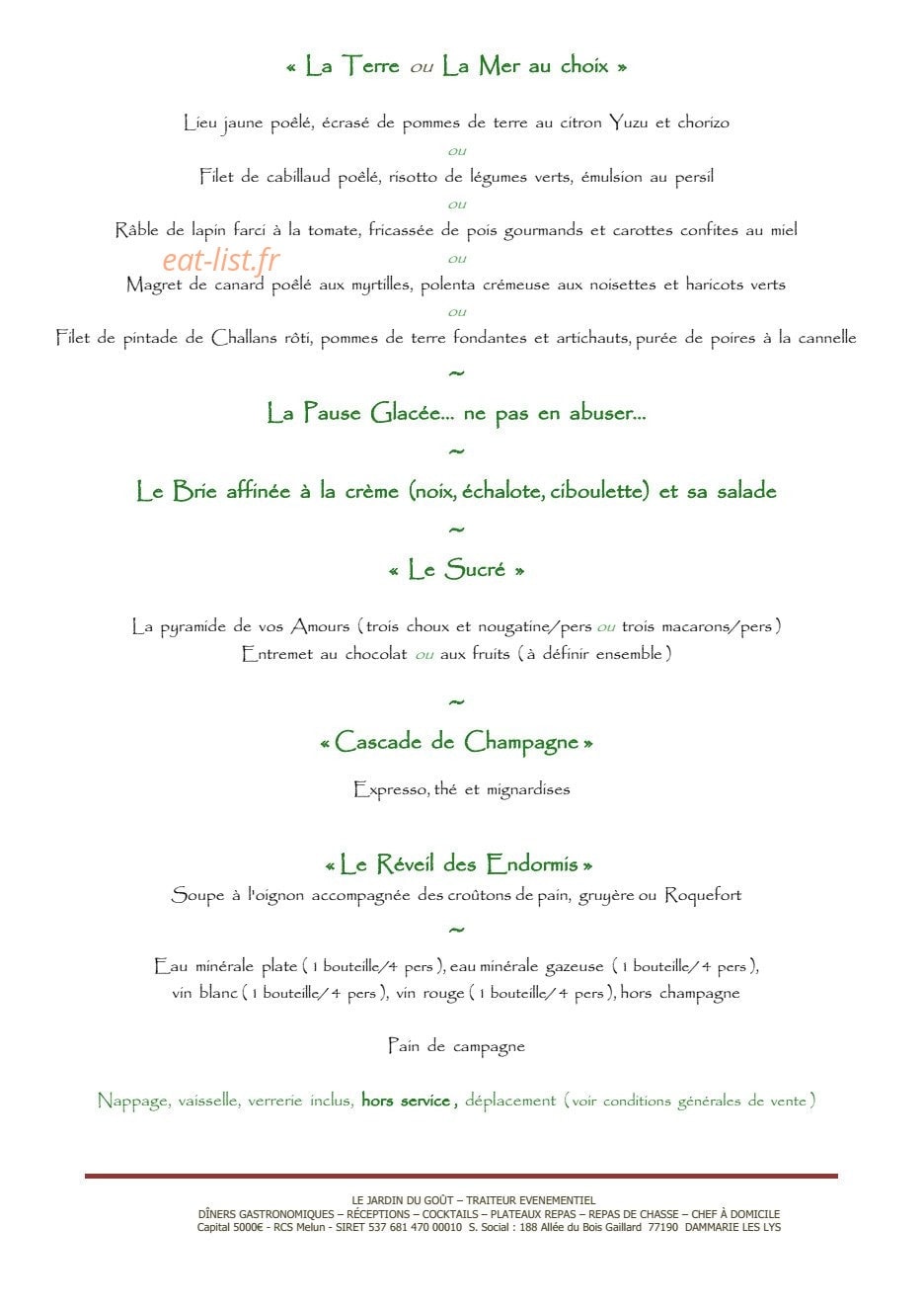 Le Jardin du Gout — carte page 8
