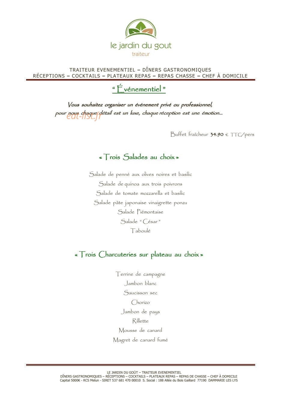 Le Jardin du Gout — carte page 16