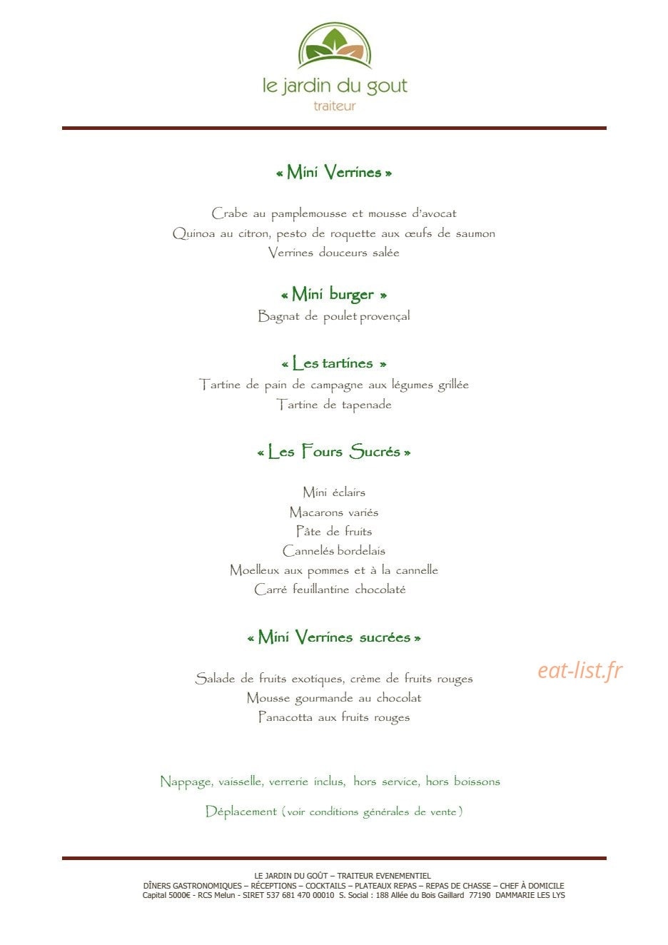 Le Jardin du Gout — carte page 15