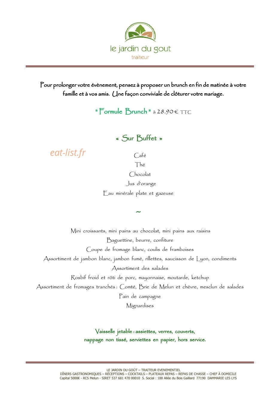 Le Jardin du Gout — carte page 12