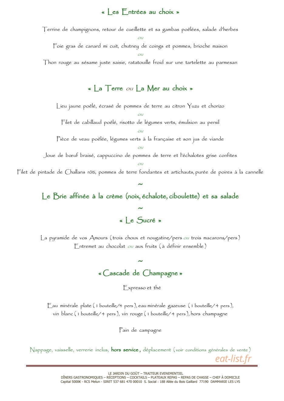Le Jardin du Gout — carte page 6