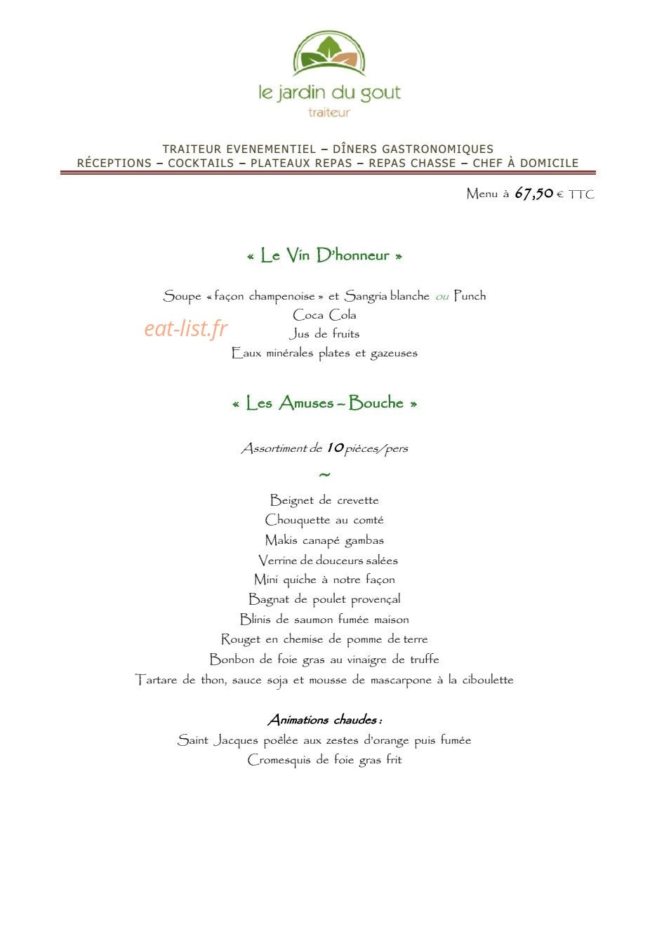 Le Jardin du Gout — carte page 5