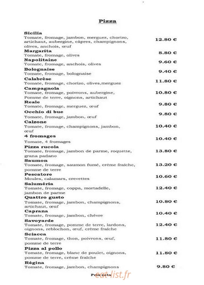Pizza Sicilia — carte page 2