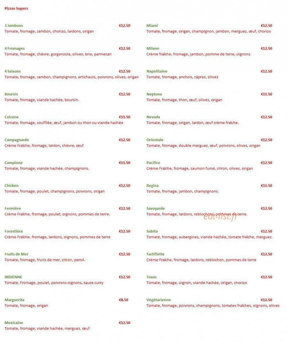 Subito Pizza — carte page 3