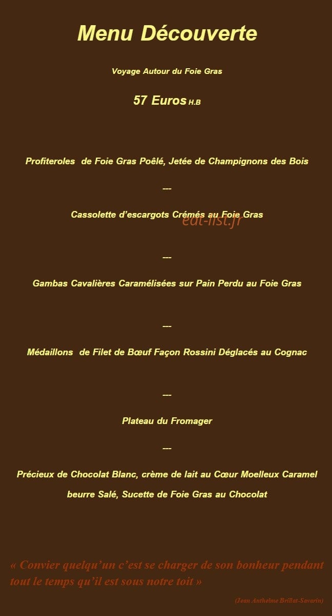 Auberge des charmettes — carte page 3