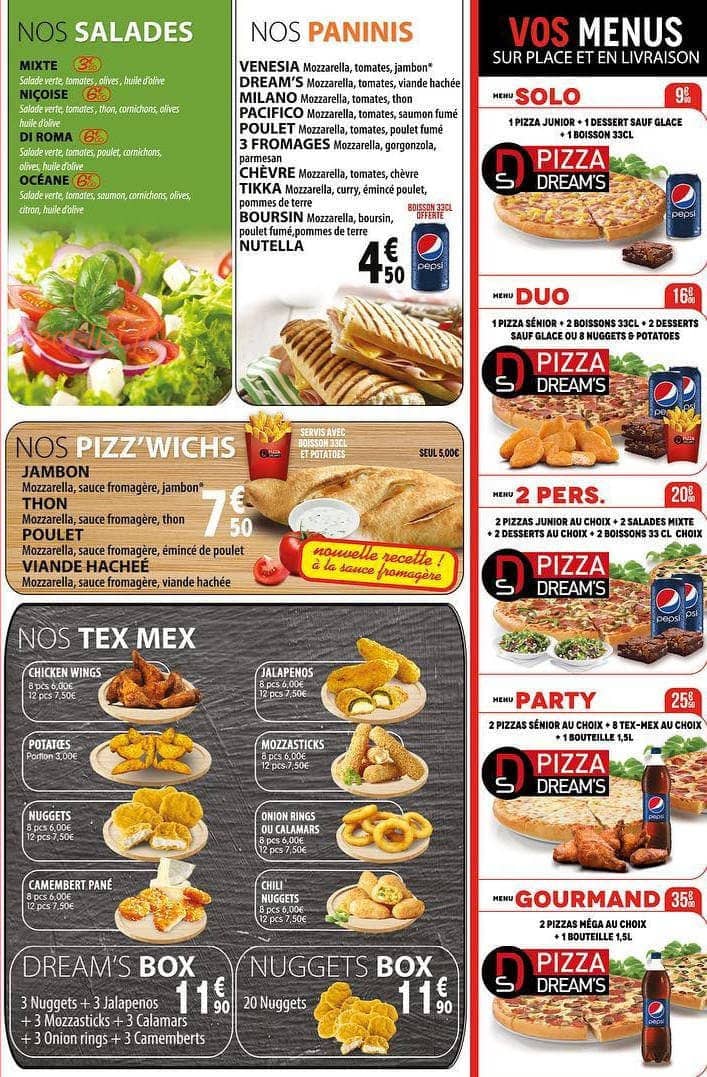 Dream's Pizza — carte page 3