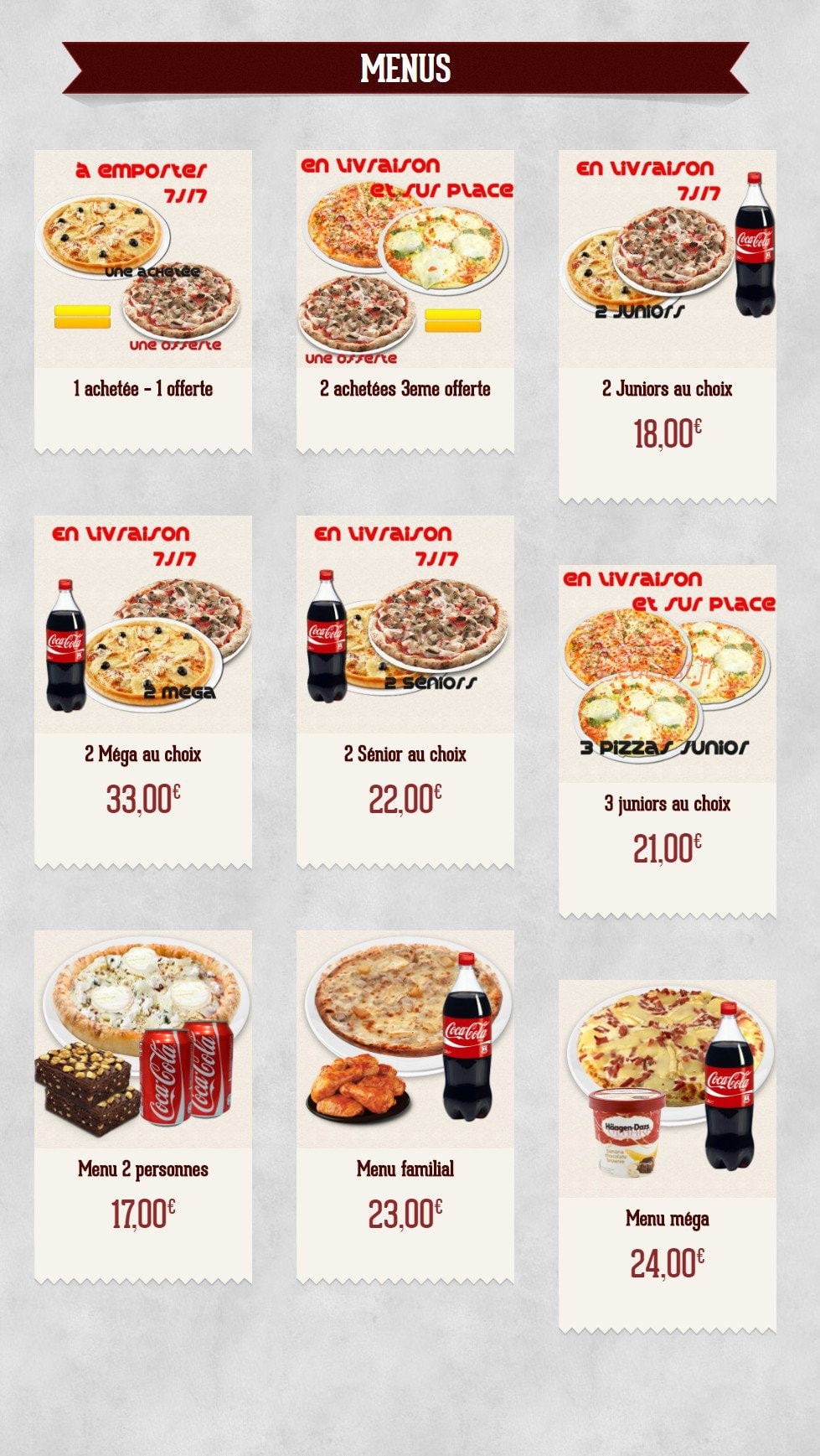 Royal Pizza — carte page 1