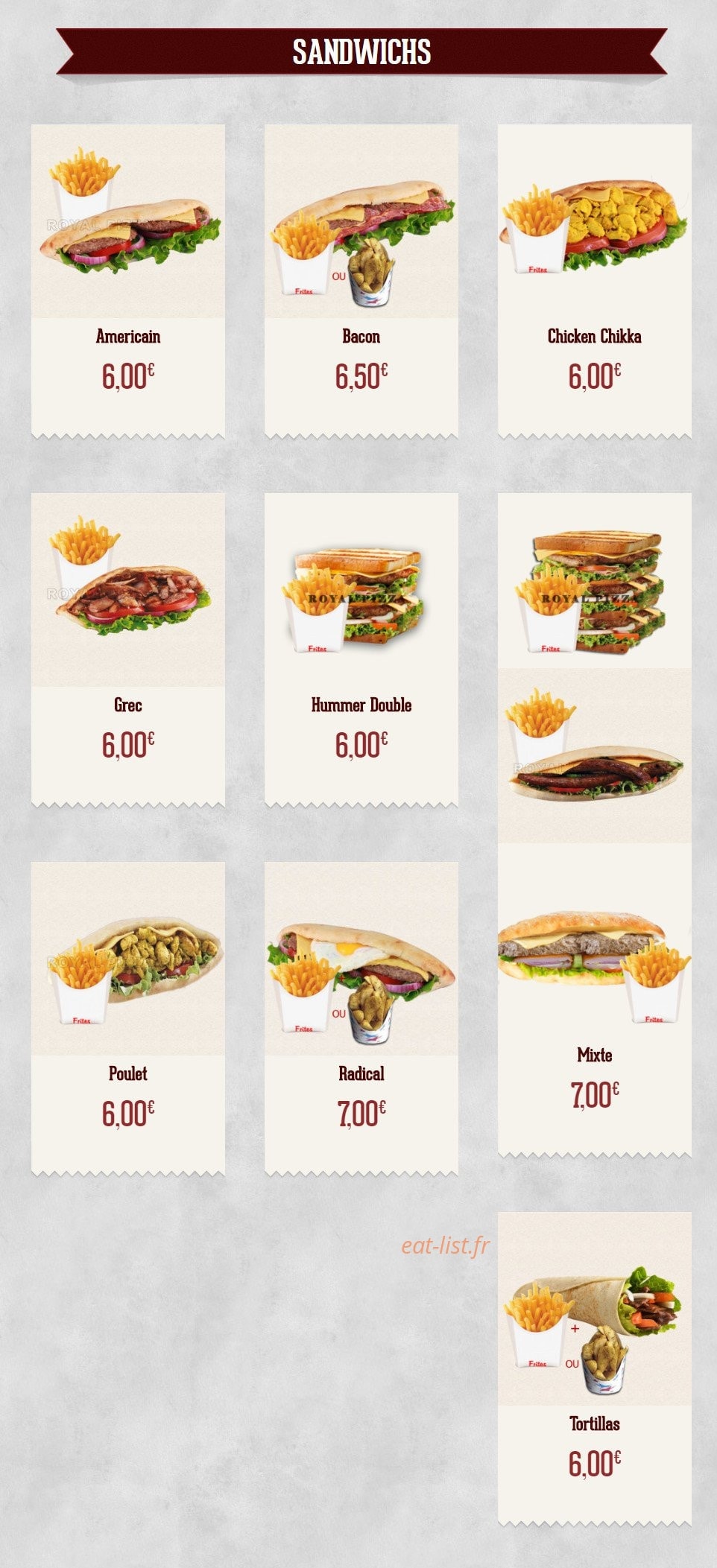 Royal Pizza — carte page 3