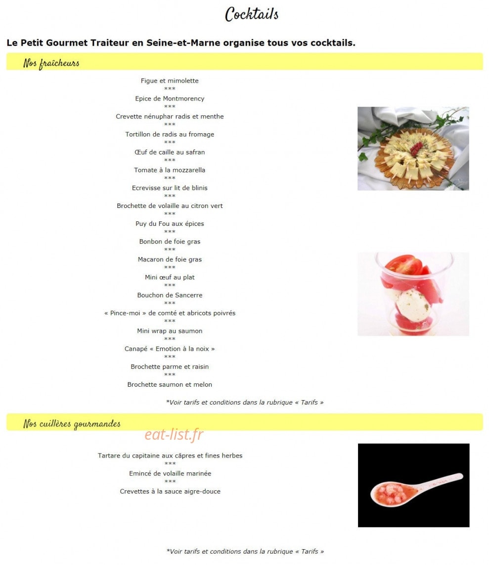 Le Petit Gourmet — carte page 1