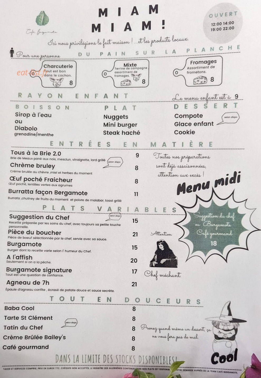 Café Bergamote — carte page 1