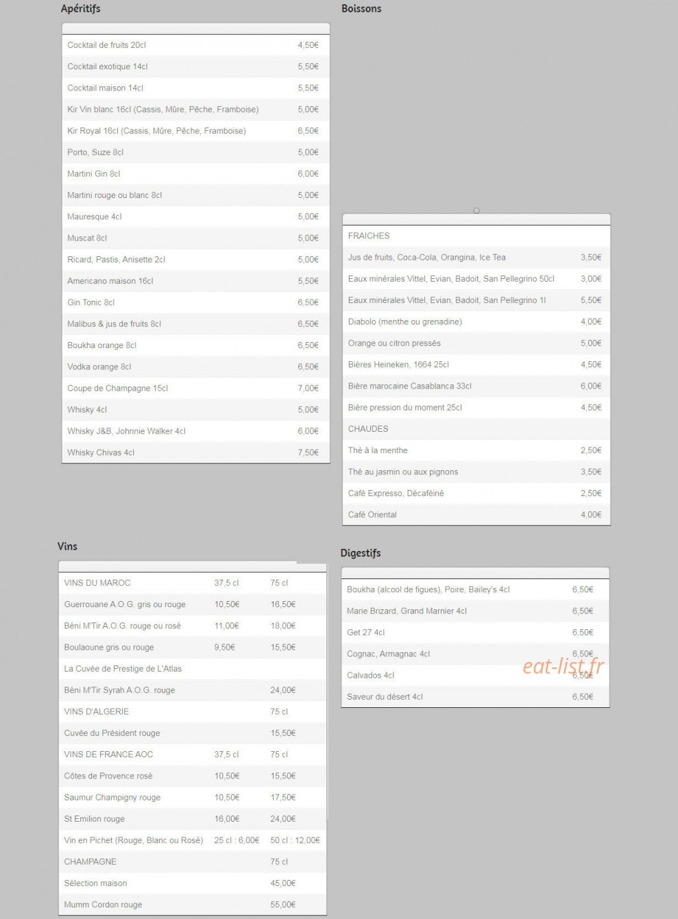 Le Marrakech — carte page 3