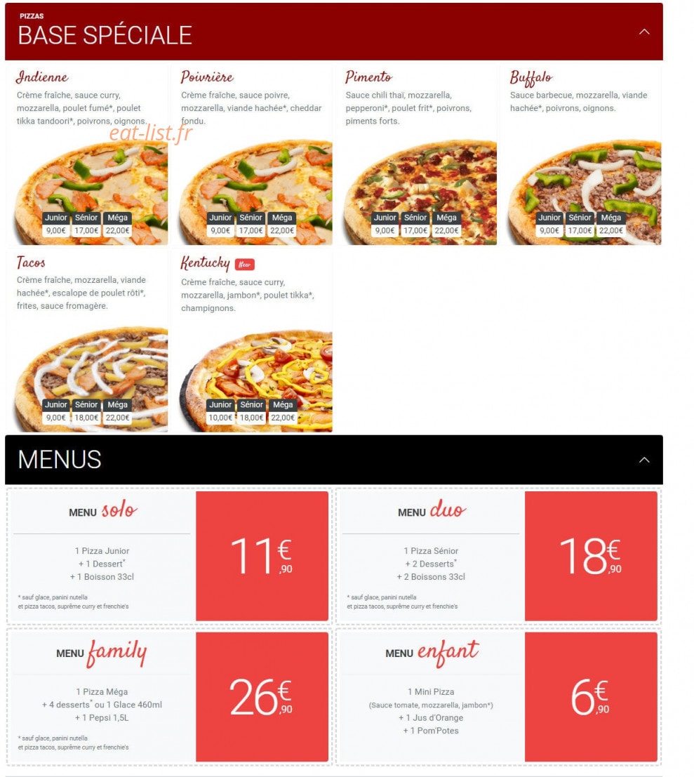 Pizza King — carte page 3